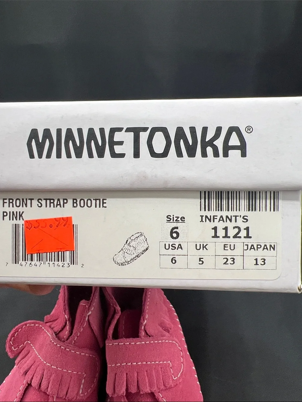 Minnetonka Kids Pink Suede Fringe Moccasins
